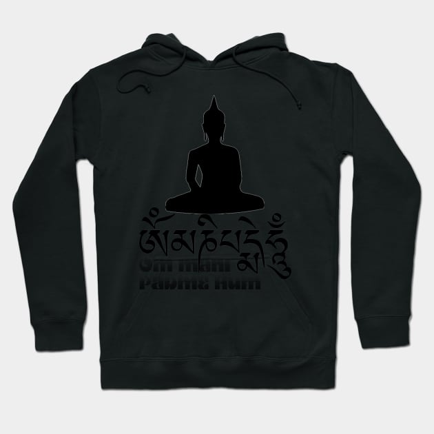 Tibetan Buddhist Mantra Om Mani Padme Hum with Buddha Hoodie by TammyWinandArt